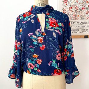 Floral Blouse With Bell Sleeves